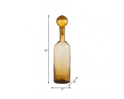 Sagebrook 20" Glass Bottle With Stopper - Amber