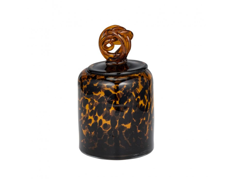 Sagebrook 8" Glass Jar With Knot Lid - Tortoise