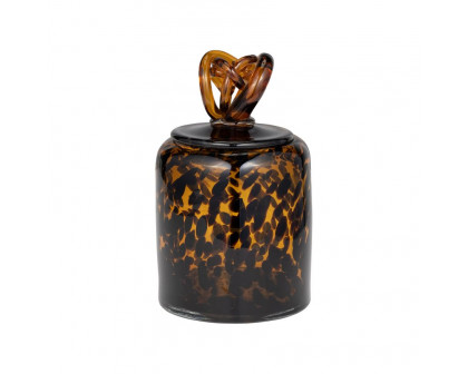 Sagebrook 8" Glass Jar With Knot Lid - Tortoise