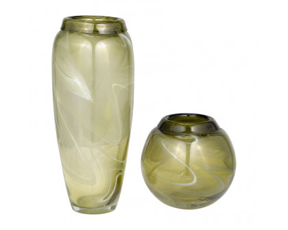 Sagebrook™ 14" Glass Vase Green Swirl