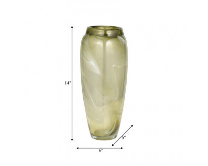 Sagebrook™ 14" Glass Vase Green Swirl