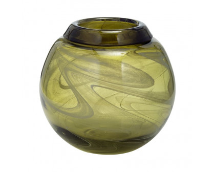 Sagebrook - 7" Glass Bowl Green Swirl