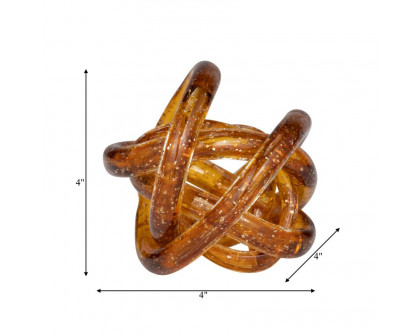 Sagebrook 4" Glass Knot - Amber