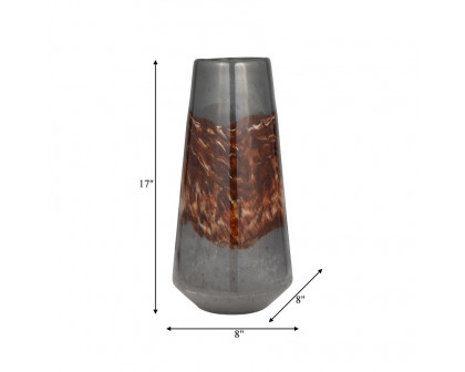 Sagebrook 17" Glass Vase - Gray/Brown