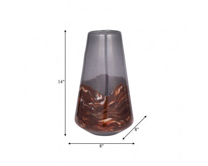 Sagebrook 14" Glass Vase - Gray/Brown