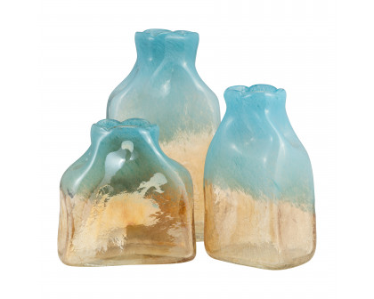 Sagebrook 11" Glass Vase - Teal/Apricot