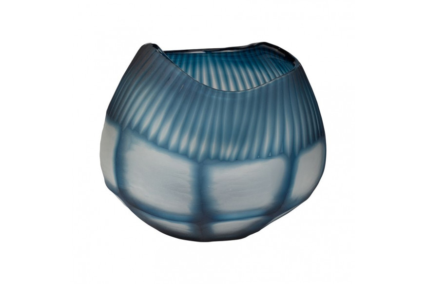 Sagebrook™ 9" Glass Carved Bowl Blue