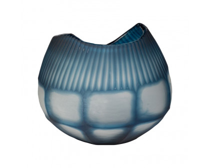 Sagebrook™ 9" Glass Carved Bowl Blue