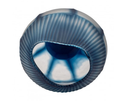 Sagebrook™ 9" Glass Carved Bowl Blue