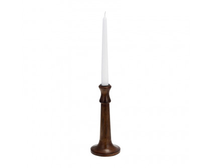 Sagebrook 9" Wood Rustic Taper Candle Holder