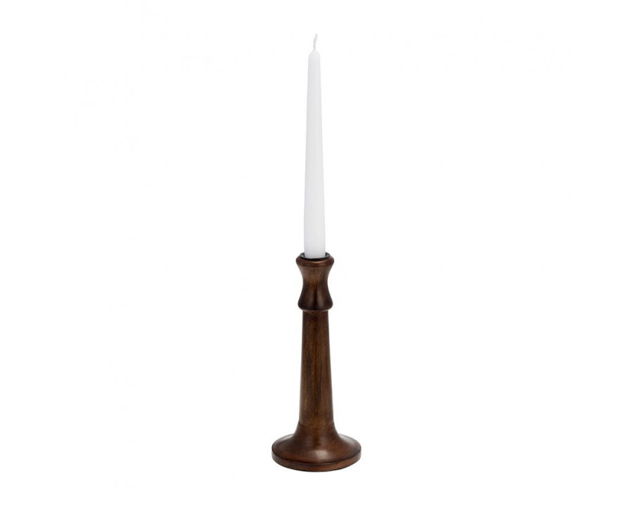 Sagebrook - 9" Wood Rustic Taper Candle Holder