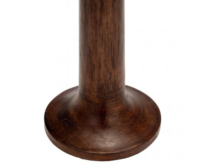 Sagebrook 9" Wood Rustic Taper Candle Holder - Dark Brwn