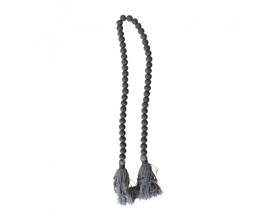 Sagebrook 45" Wood Beads - Gray