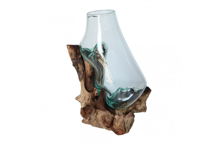 Sagebrook™ 16" Glass Vase In Wood Stand - Brown