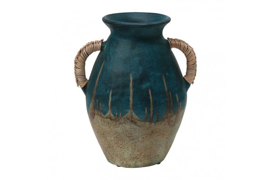 Sagebrook™ 12" Terracotta Eared Vase - Blue/Ivory