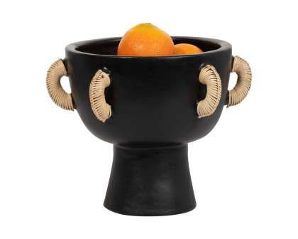 Sagebrook 11" Terracotta Eared Bowl On Stand Vase - Black