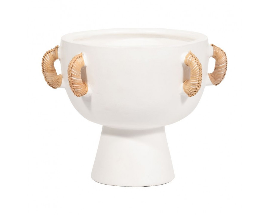 Sagebrook 11" Terracotta Eared Bowl On Stand Vase - White