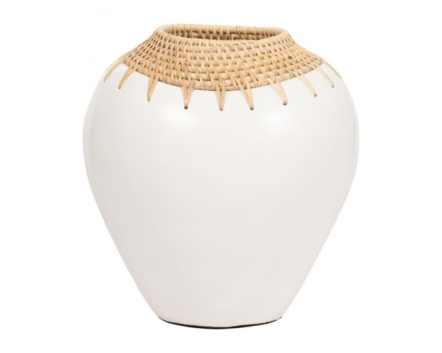 Sagebrook 12" Terracotta Vase - White/Brown