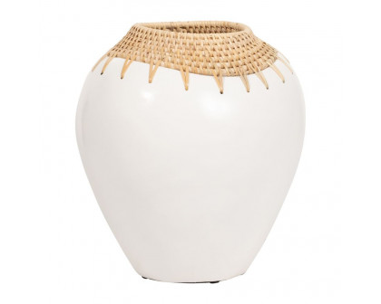 Sagebrook 12" Terracotta Vase - White/Brown