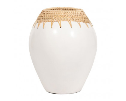 Sagebrook 12" Terracotta Vase - White/Brown