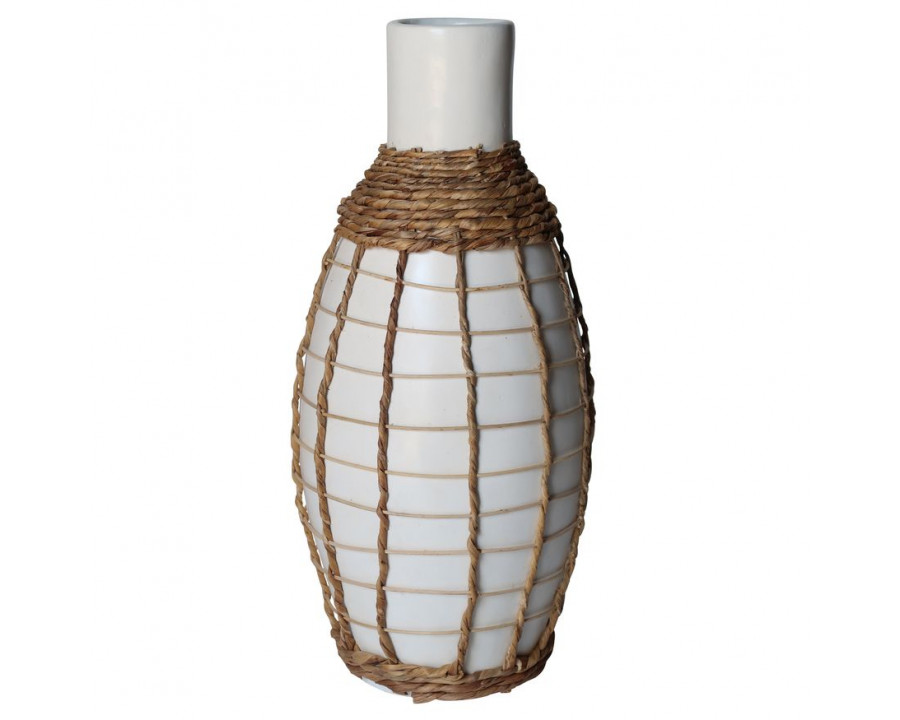 Sagebrook - 18" Terracotta Bottle Vase in White/Brown