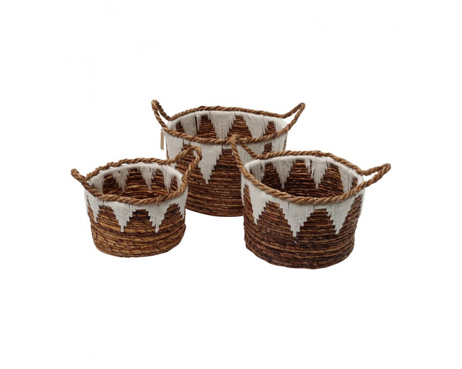 Sagebrook - 10"/12"/14" Banana Leaf Nomad Basket (Set Of 3) in Natural