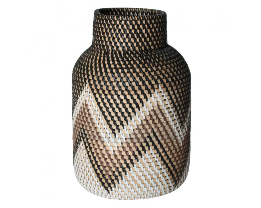 Sagebrook - 13" Rattan Woven Chevron Vase in Multi