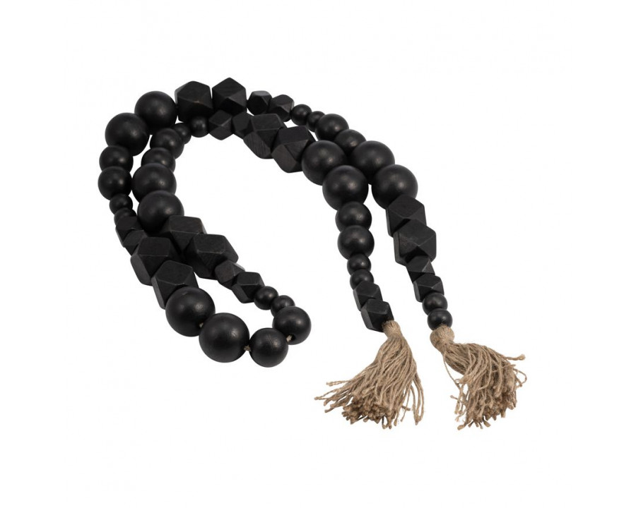 Sagebrook - 84" Wood Hex & Round Bead Garland in Black