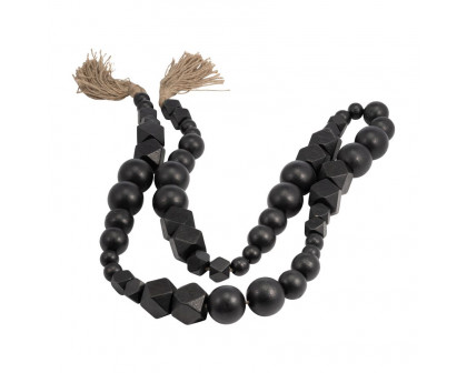 Sagebrook - 84" Wood Hex & Round Bead Garland in Black