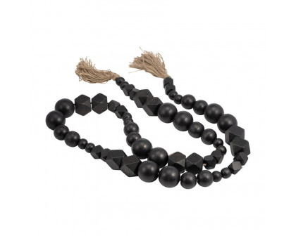 Sagebrook - 84" Wood Hex & Round Bead Garland in Black