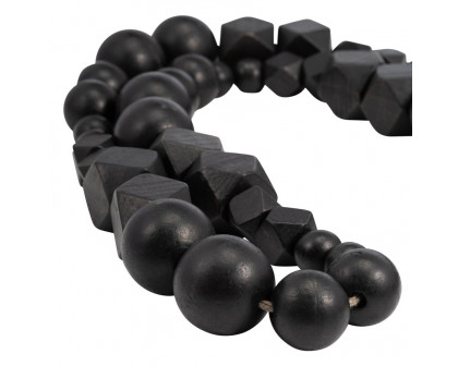 Sagebrook - 84" Wood Hex & Round Bead Garland in Black