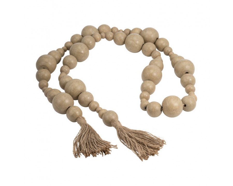 Sagebrook - 84" Wood Stonewash Bead Garland in Ivory