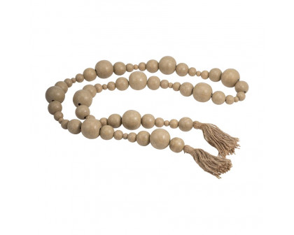 Sagebrook - 84" Wood Stonewash Bead Garland in Ivory