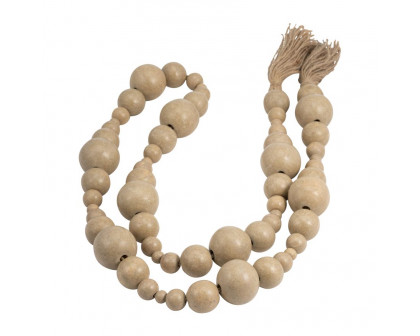 Sagebrook - 84" Wood Stonewash Bead Garland in Ivory