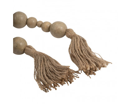 Sagebrook - 84" Wood Stonewash Bead Garland in Ivory