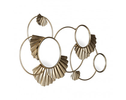 Sagebrook - Metal Fan Loops Mirrored Wall Decor in Gold