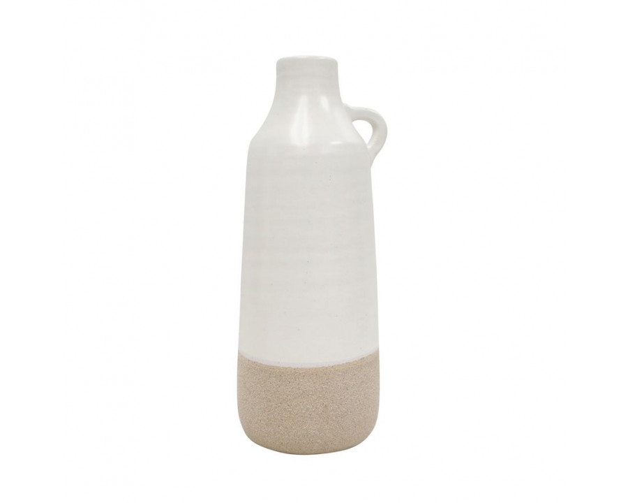 Sagebrook 12" Ceramic Bottle Vase - White/Tan