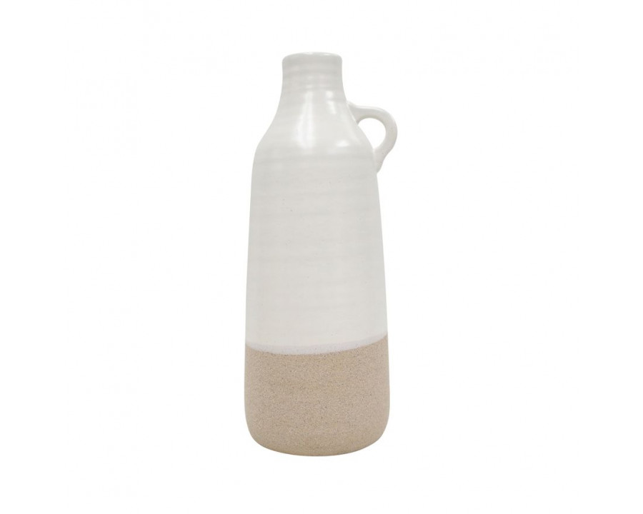 Sagebrook 14" Ceramic Bottle Vase - White/Tan