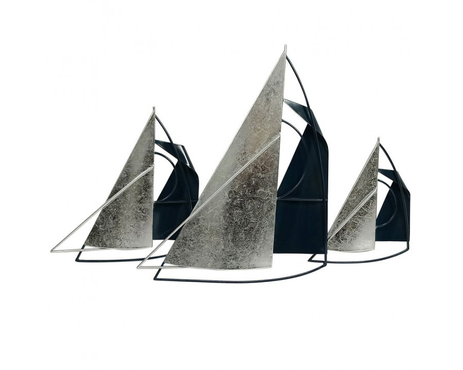 Sagebrook - Metal Sailboats Wall Decor in Blue/Silver