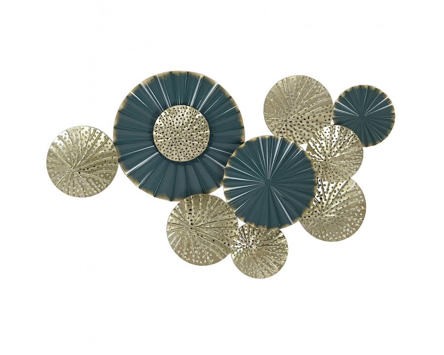 Sagebrook - Metal Multi-Disc Wall Decor in Teal/Gold