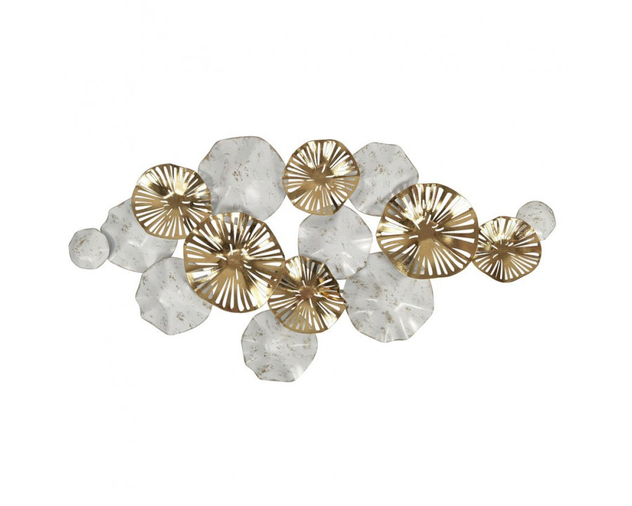 Sagebrook - Metal Lily Pads Wall Decor in Gold/White