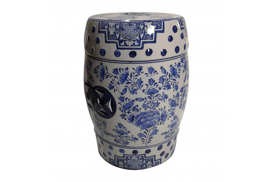 Sagebrook™ 18" Ceramic Chinoiserie Stool - Blue/White