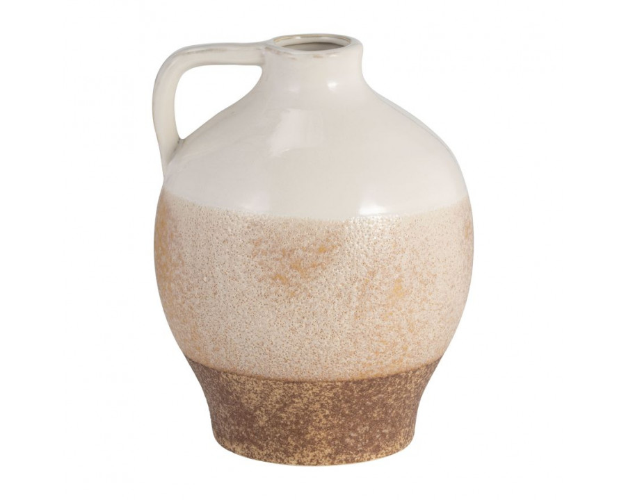 Sagebrook - 9" Ceramic Jug Vase in White/Tan