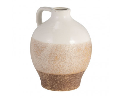 Sagebrook - 9" Ceramic Jug Vase in White/Tan