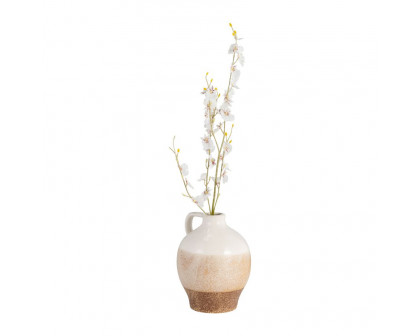 Sagebrook - 9" Ceramic Jug Vase in White/Tan