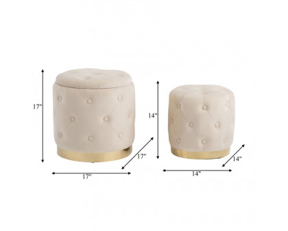 Sagebrook Tufted Storage Ottomans (Set Of 2) - Cream