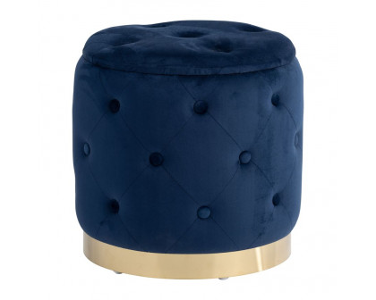 Sagebrook Tufted Storage Ottomans (Set Of 2) - Dark Navy