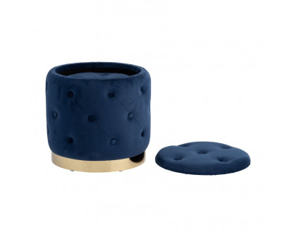 Sagebrook Tufted Storage Ottomans (Set Of 2) - Dark Navy