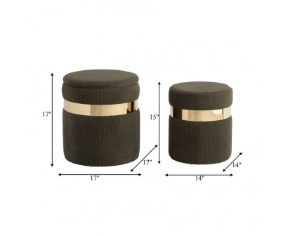 Sagebrook Belted Storage Ottomans (Set Of 2) - Forest Green