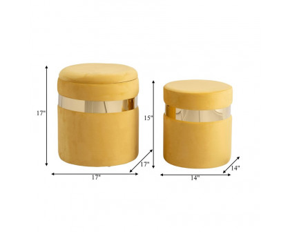 Sagebrook Belted Storage Ottomans (Set Of 2) - Mustard